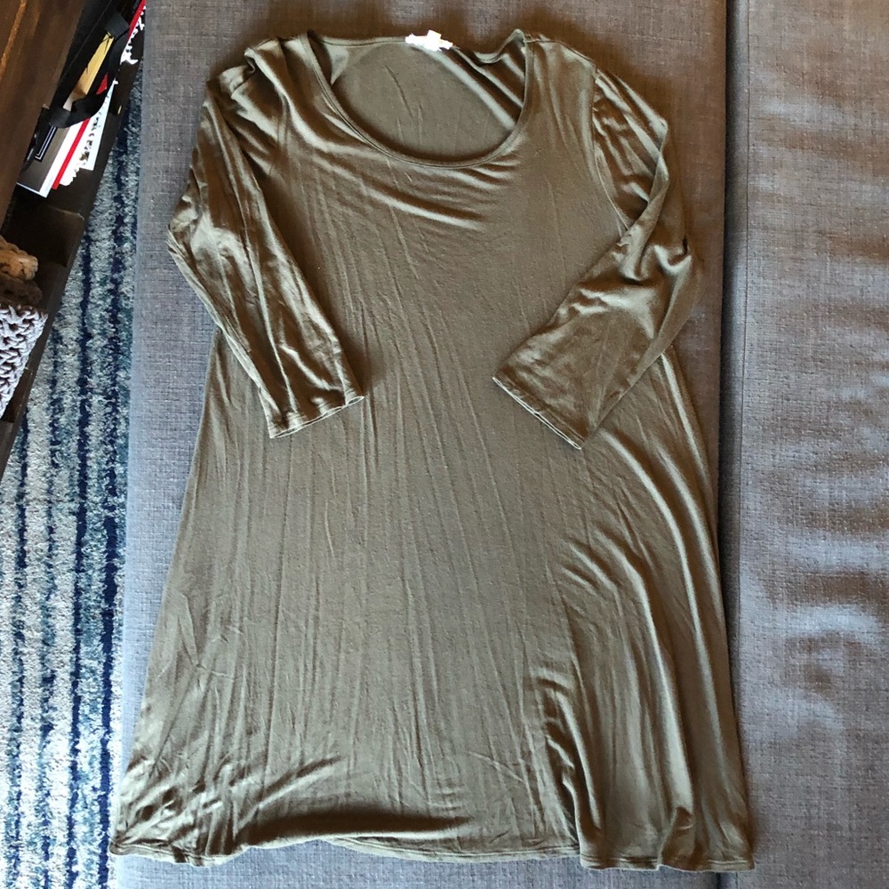 Army green t shirt swing dress